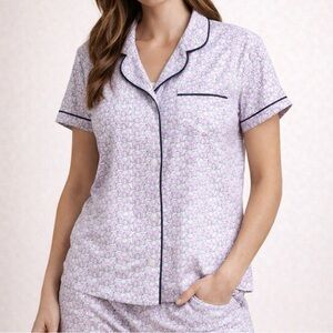 Roller Rabbit Pajama Top Pj Women's L Sleep Elephant Pima Cotton LavenderPurple✅